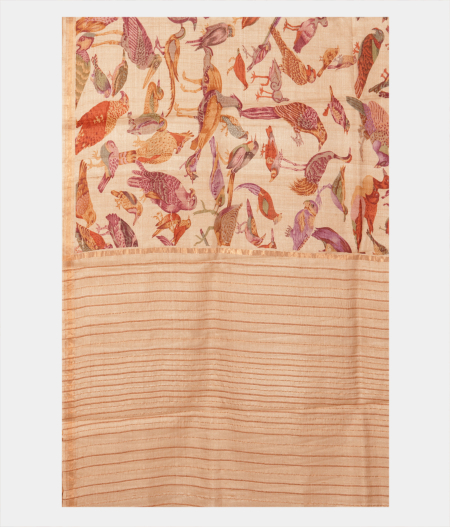 Beige Tussar Printed Saree T2371844