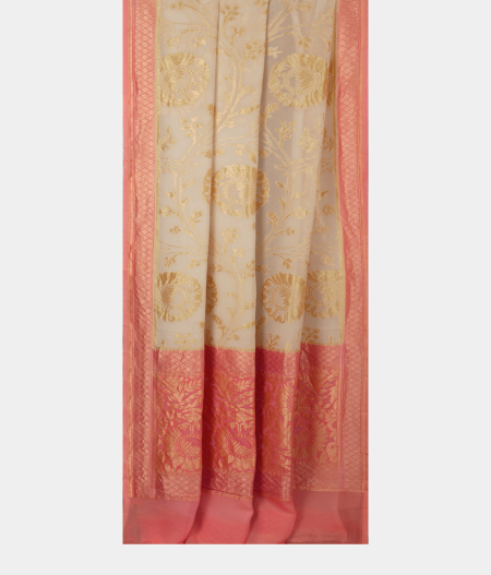 White Banaras Georgette Silk Saree T1452402