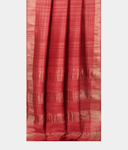 Red Handwoven Tussar Saree T2335272