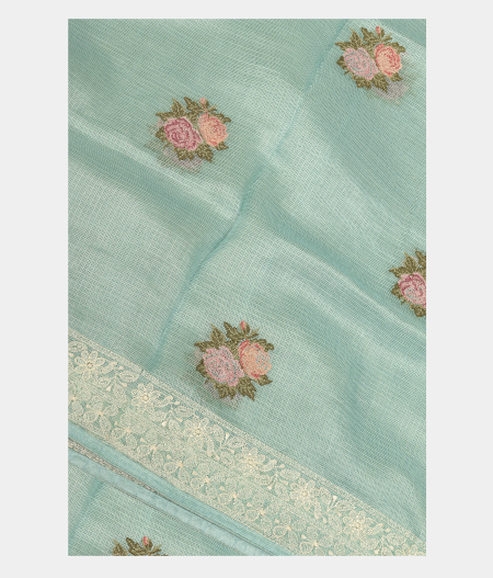 Light Blue Silk Kota Embroidery Saree T236583-image