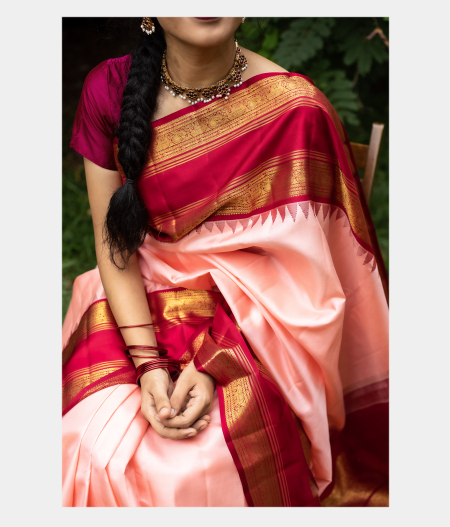 Peach Handwoven Kanjivaram Silk Saree T2279703