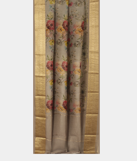 Grey Kora Organza Printed SareeT2418772