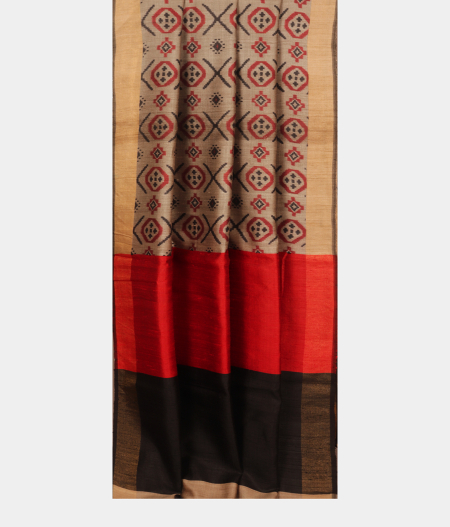 Grey Tussar Printed Saree T1982002