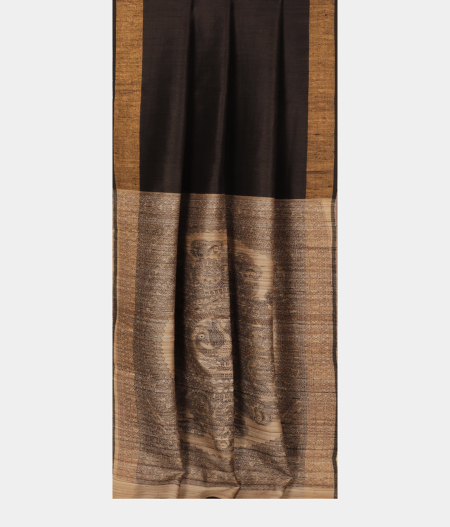 Black Tussar Printed Saree T2233242