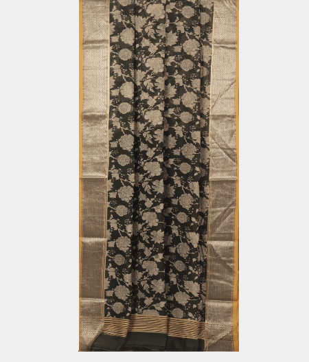 Dark Grey Super Fine Printed Cotton Saree T2419192