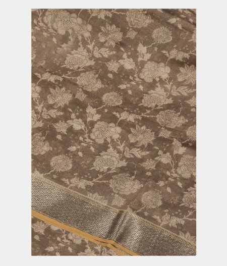 Light Brown Super Fine Printed Cotton Saree T241914-image