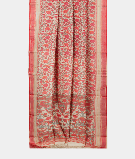 Off White Soft Printed Cotton Saree T2397532