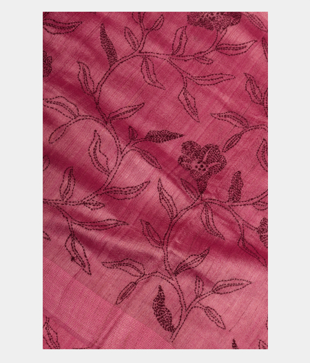 Pink Tussar Embroidery Saree T239366-image