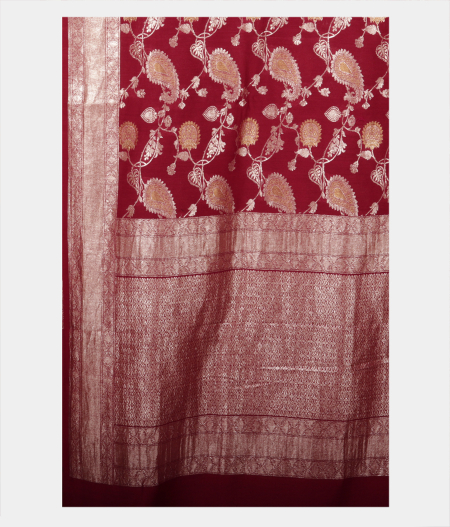 Maroon Tussar Georgette Silk Saree T2407345
