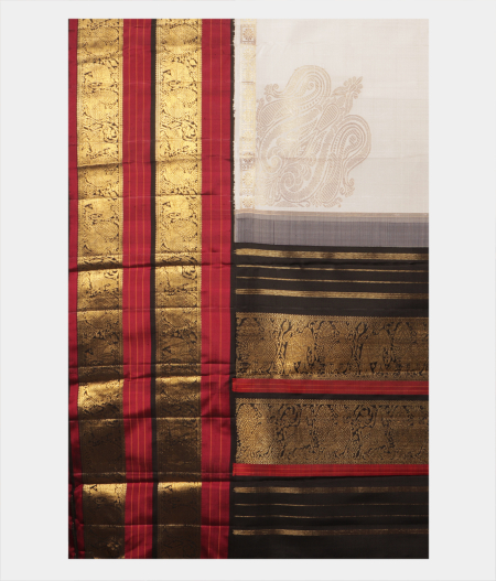 White Handwoven Kanjivaram Silk Saree T2257705