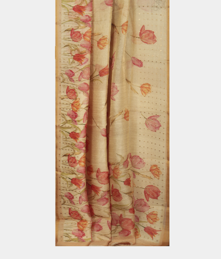 Beige Kora Organza Printed Saree T2443164