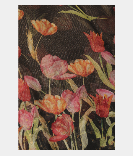 Black Kora Organza Printed Saree T2443022