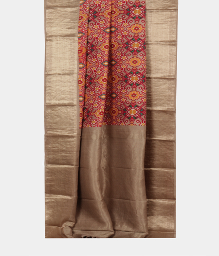 Grey Printed Soft Silk Saree T2244582