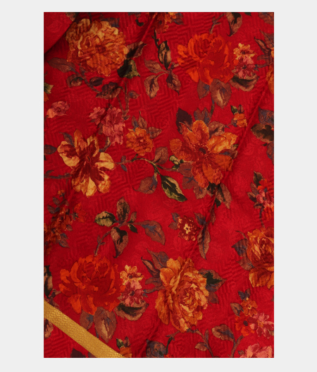 Red Crepe Printed Silk Saree T218673-image