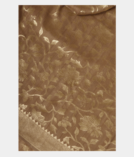 Dark Beige Tussar Georgette Silk Saree T95235-image