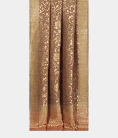 Dark Beige Tussar Georgette Silk Saree T952352
