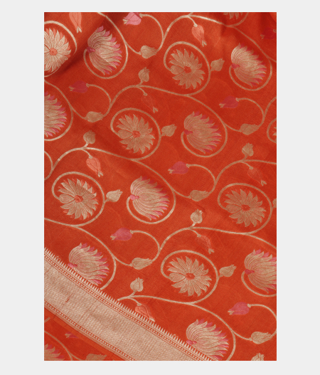 Orange Tussar Georgette Silk Saree T166751-image