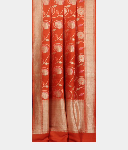 Orange Tussar Georgette Silk Saree  T1667512