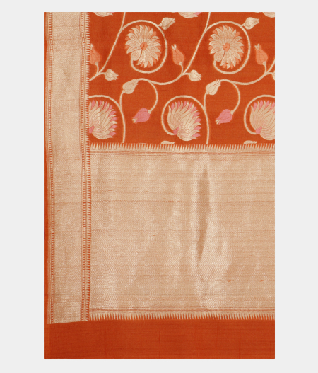 Orange Tussar Georgette Silk Saree  T1667514