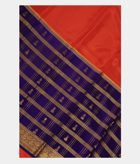 Rust and Blue Mysore Silk Saree T242025-image