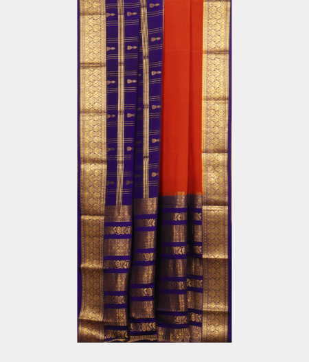 Rust and Blue Mysore Silk Saree T2420252