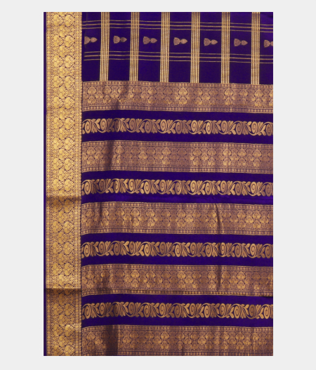 Rust and Blue Mysore Silk Saree T2420254