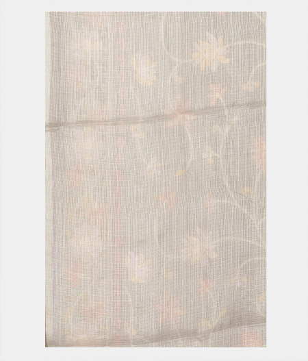 Grey Kora Organza Embroidery Saree T2365683