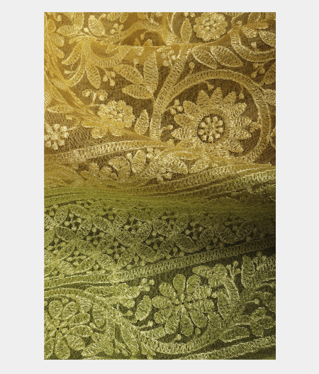 Yellow Kora Organza Embroidery Saree T2406902