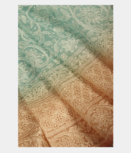 Light Blue Kora Organza Embroidery Saree T2406862