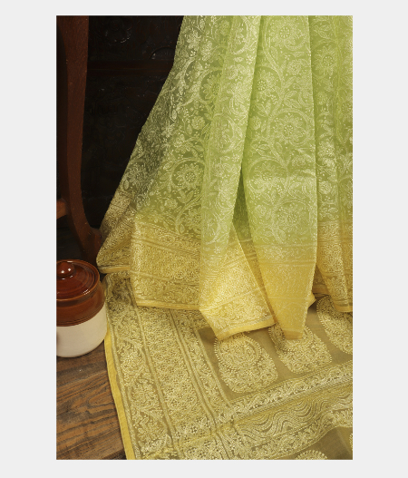 Light Green Kora Organza Embroidery Saree T240693-image