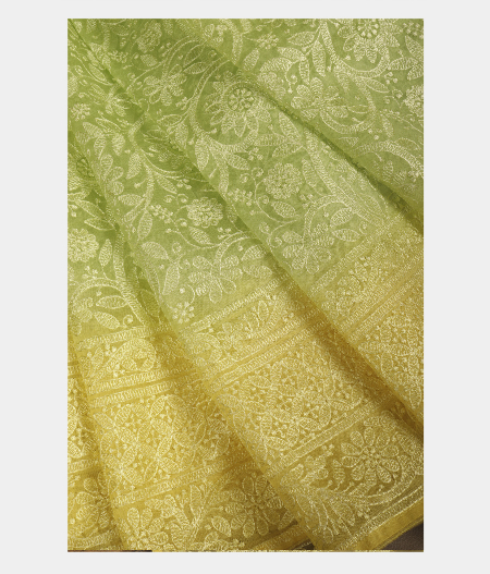 Light Green  Kora Organza Embroidery Saree T2406932