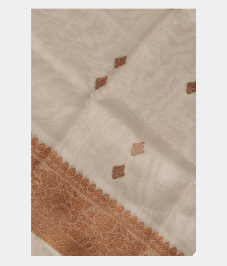 White Woven Organza Saree T240729-image