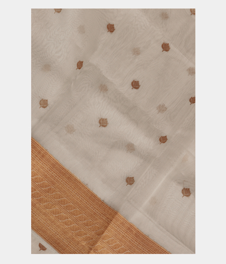 White Woven Organza Saree T240728-image