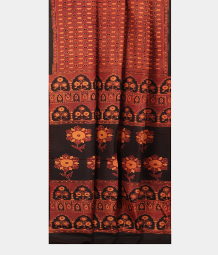 Brown Ajrakh Silk Saree T2338212