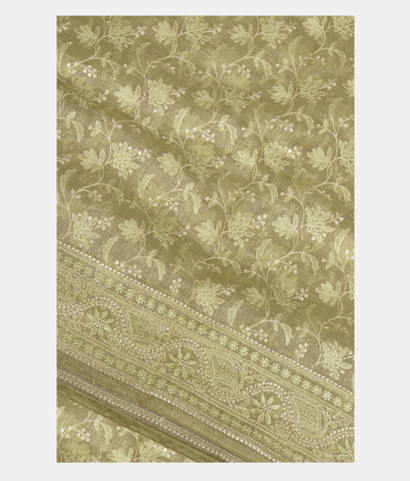 Light Green Silk Kota Embroidery Saree T236561-image