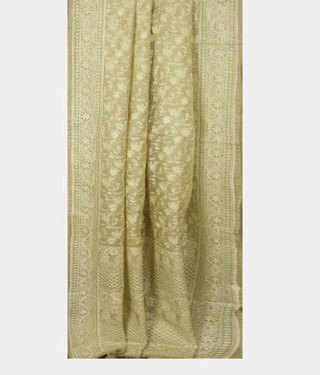 Light Green Silk Kota Embroidery Saree T2365612