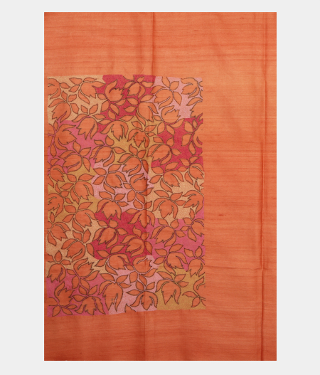 Beige Tussar Kantha Work Saree  T2339513