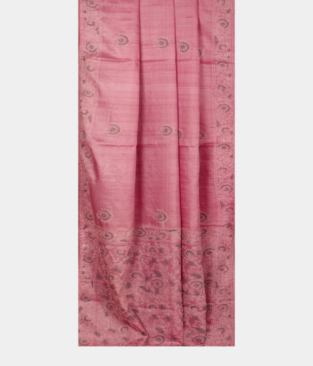 Pink Tussar Kantha Work Saree  T2401902