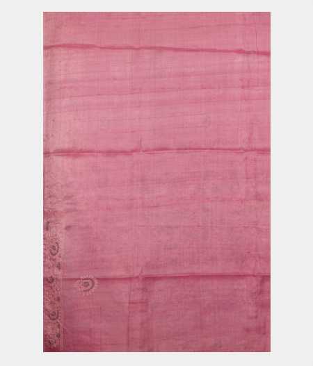 Pink Tussar Kantha Work Saree  T2401903