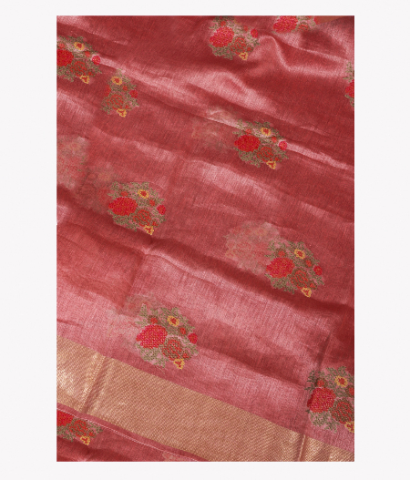 Pink Linen Embroidery Saree T237234-image