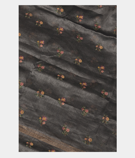 Grey Linen Embroidery Saree T237231-image