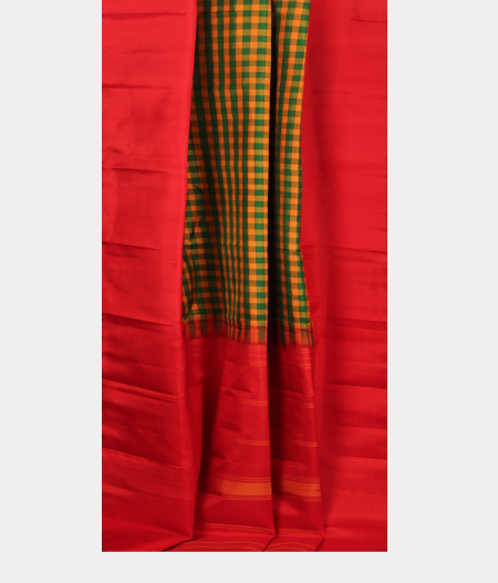 Green and Yellow Handwoven Kanjivaram Silk Saree T2440112