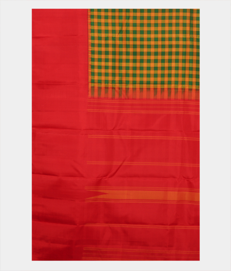 Green and Yellow Handwoven Kanjivaram Silk Saree T2440114