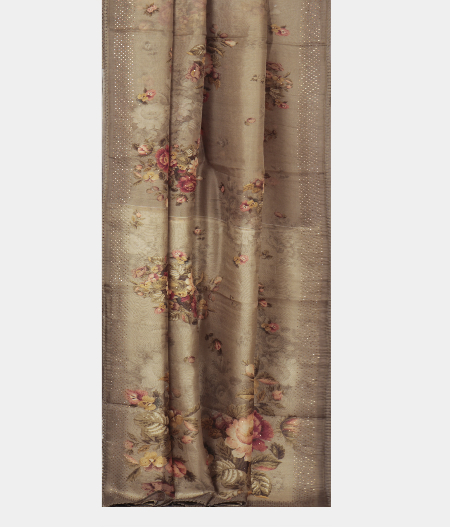 Grey Kora Organza Printed Saree T2363862