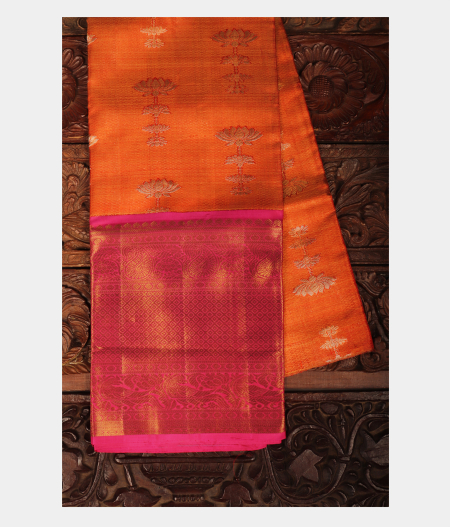 Orange Handwoven Kanjivaram Tissue Silk Pavadai T205986-image