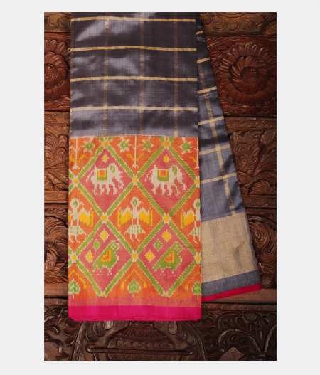 Grey Handwoven Kanjivaram Silk Pavadai T204738-image