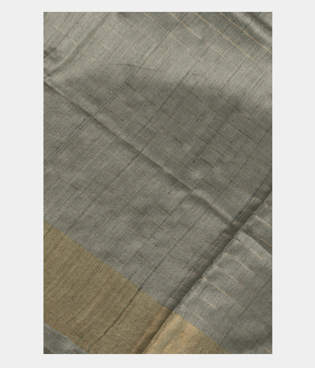 Grey Handwoven Linen Saree T233509-image