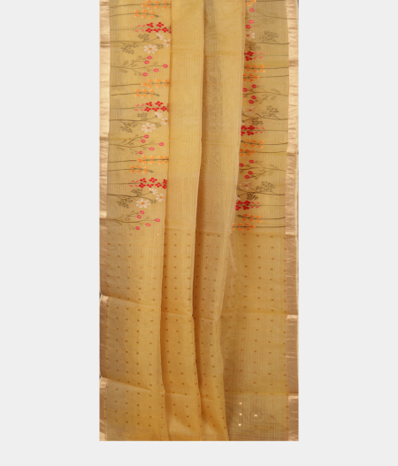 Yellow Kora Organza Embroidery Saree T2216622