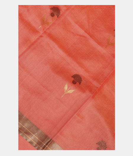 Peach Banaras Tissue Silk Saree T219230-image