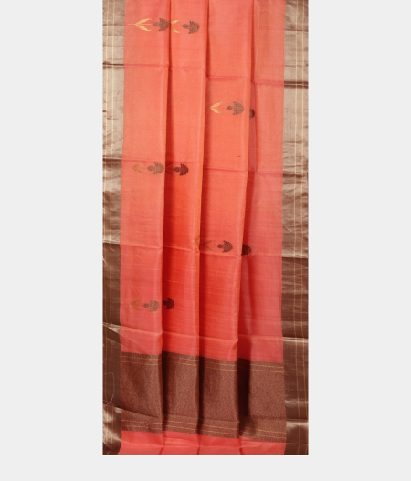 Peach Banaras Tissue Silk Saree T2192302